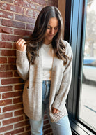 Happiness Trails Boutique - Heather mocha knit cardigan