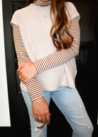 Happiness Trails Boutique - Champagne knit sweater vest