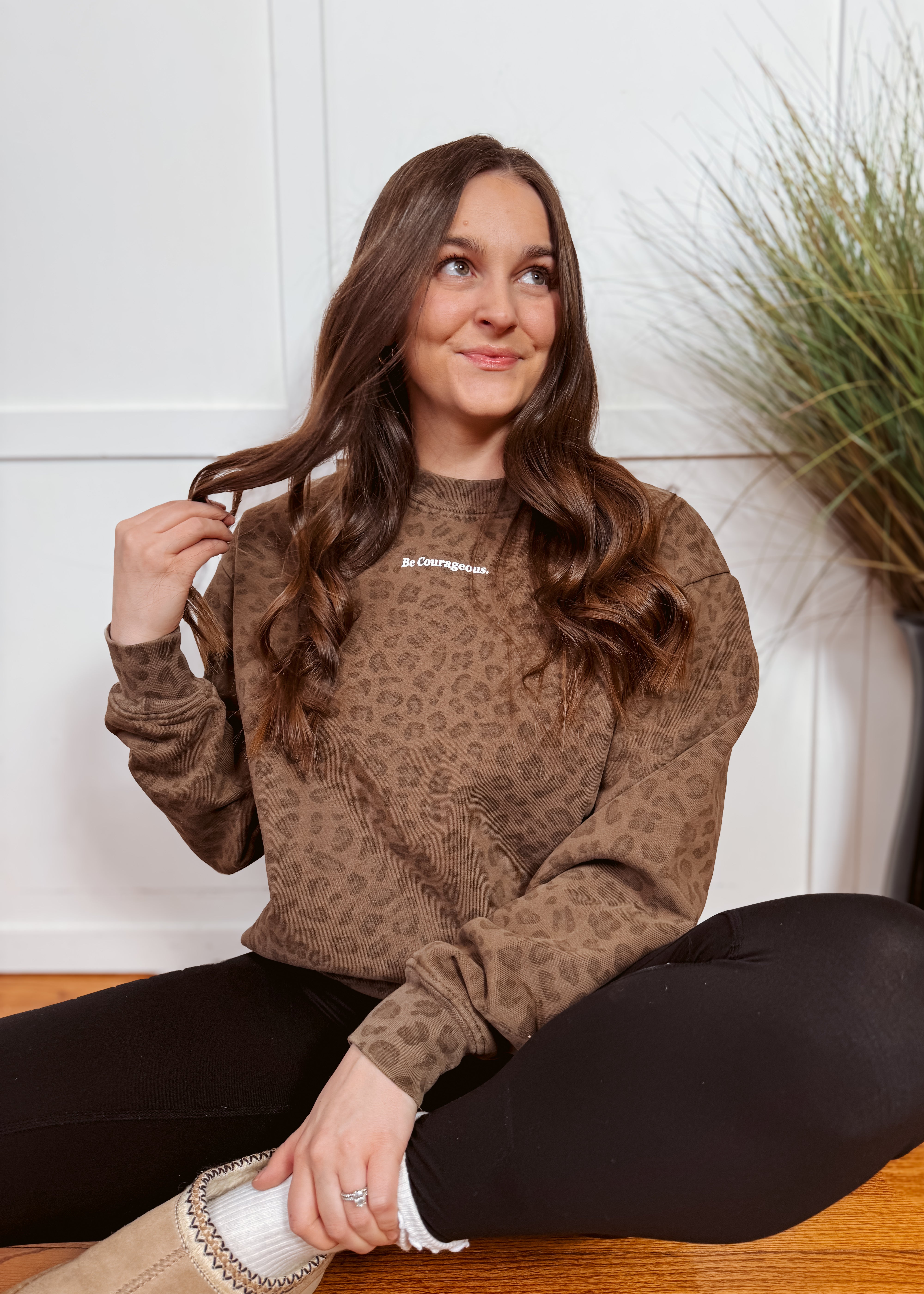 Happiness Trails Boutique - Be Courageous Vintage Leopard Sweatshirt