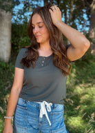 Happiness Trails Boutique - Dark green short sleeve top