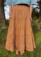 Happiness Trails Boutique - Camel striped maxi skirt