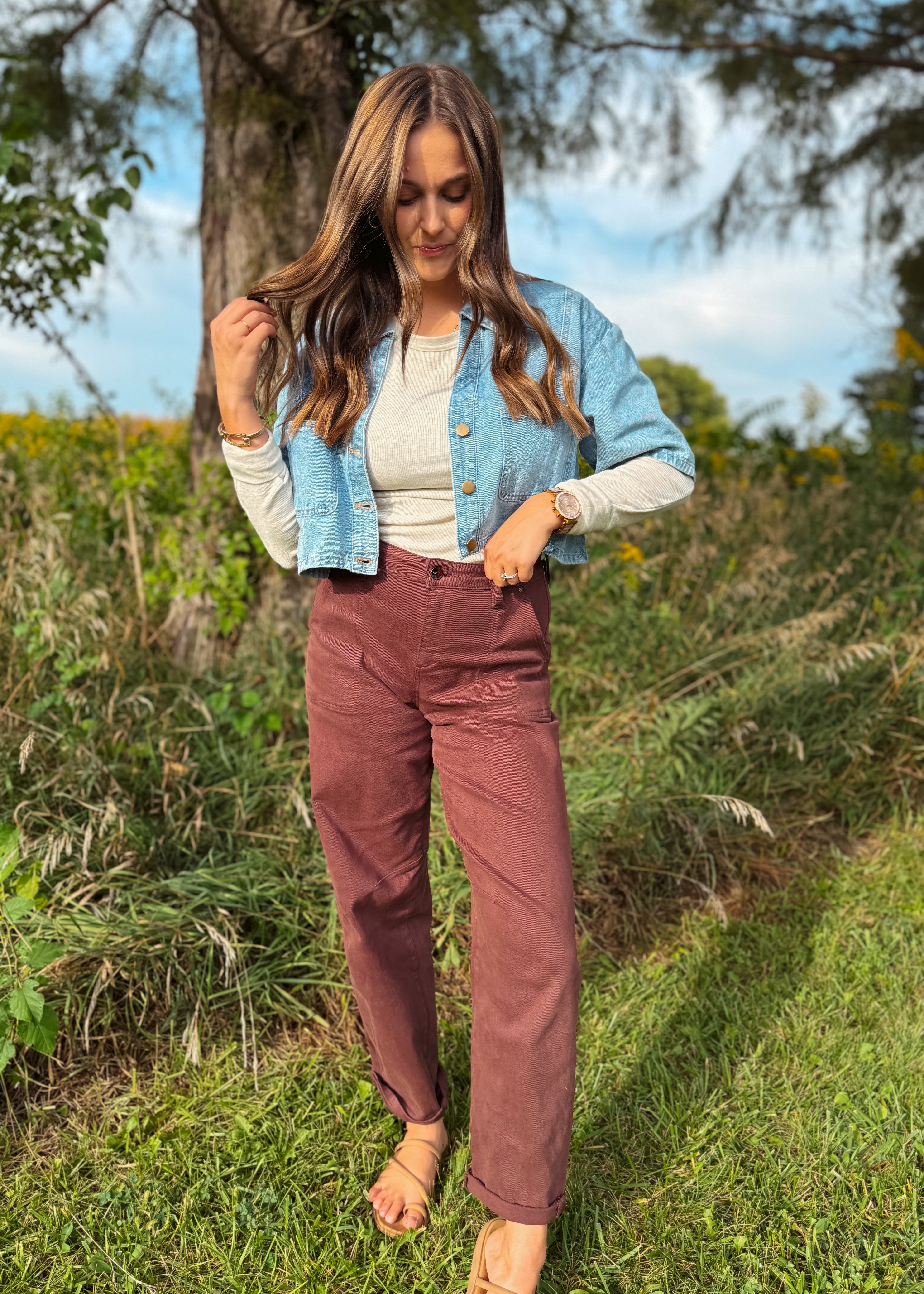 Happiness Trails Boutique - Denim short sleeve top