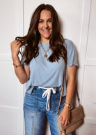 Happiness Trails Boutique - Ice blue short sleeve top