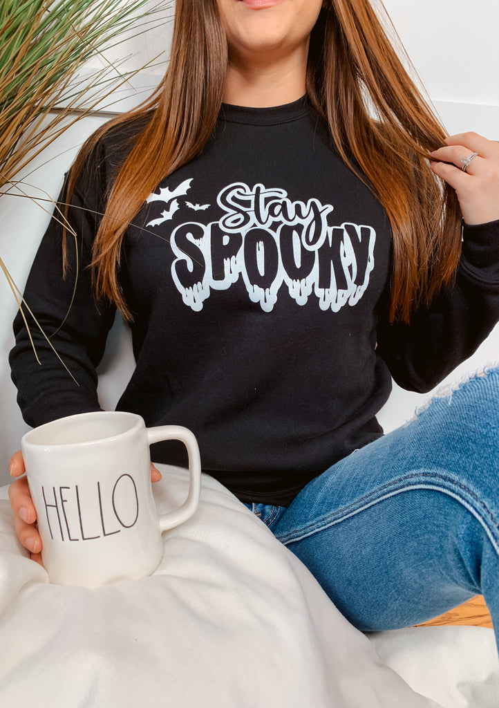 Black stay spooky graphic sweatshirt