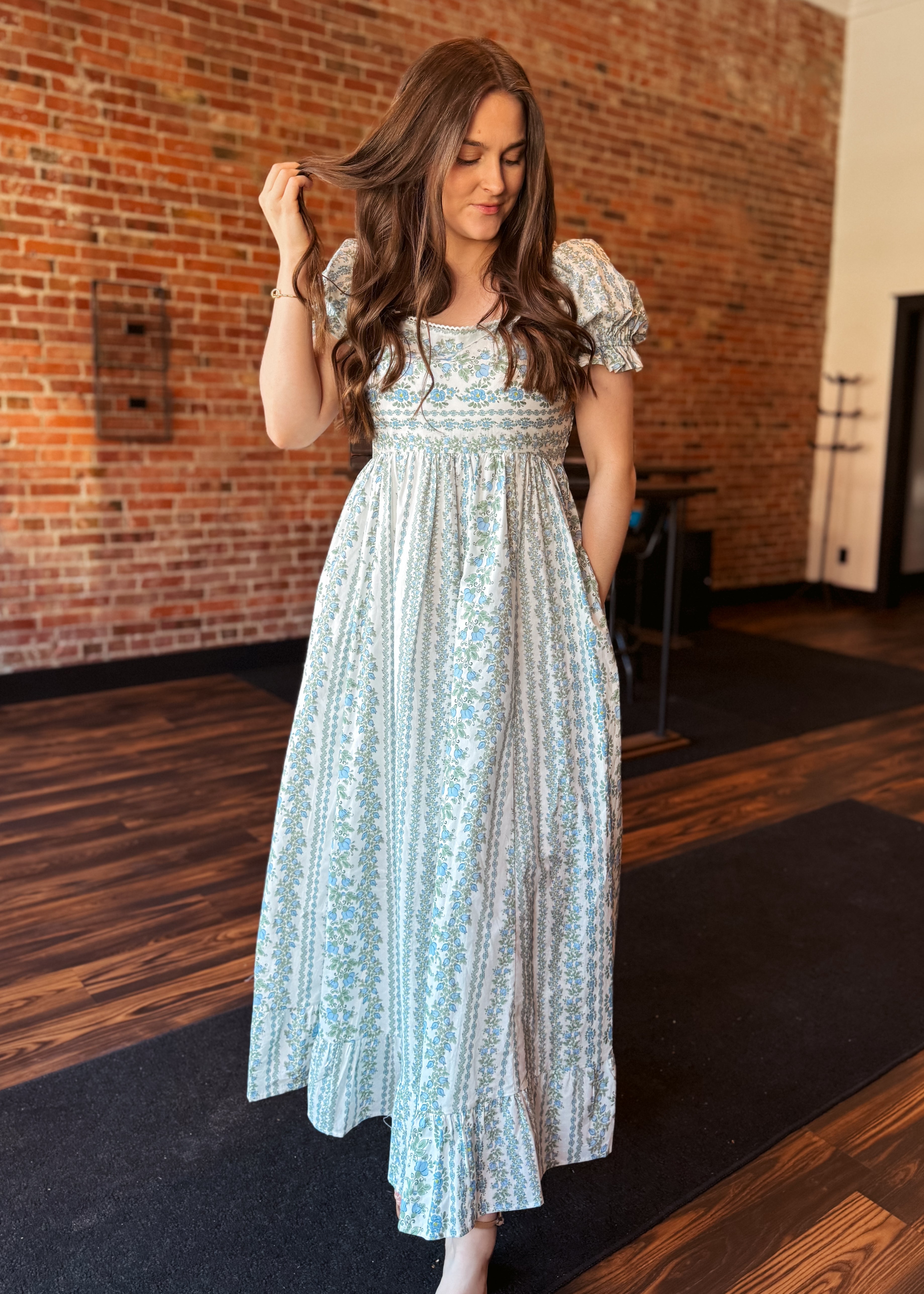 Happiness Trails Boutique - Blue floral maxi dress