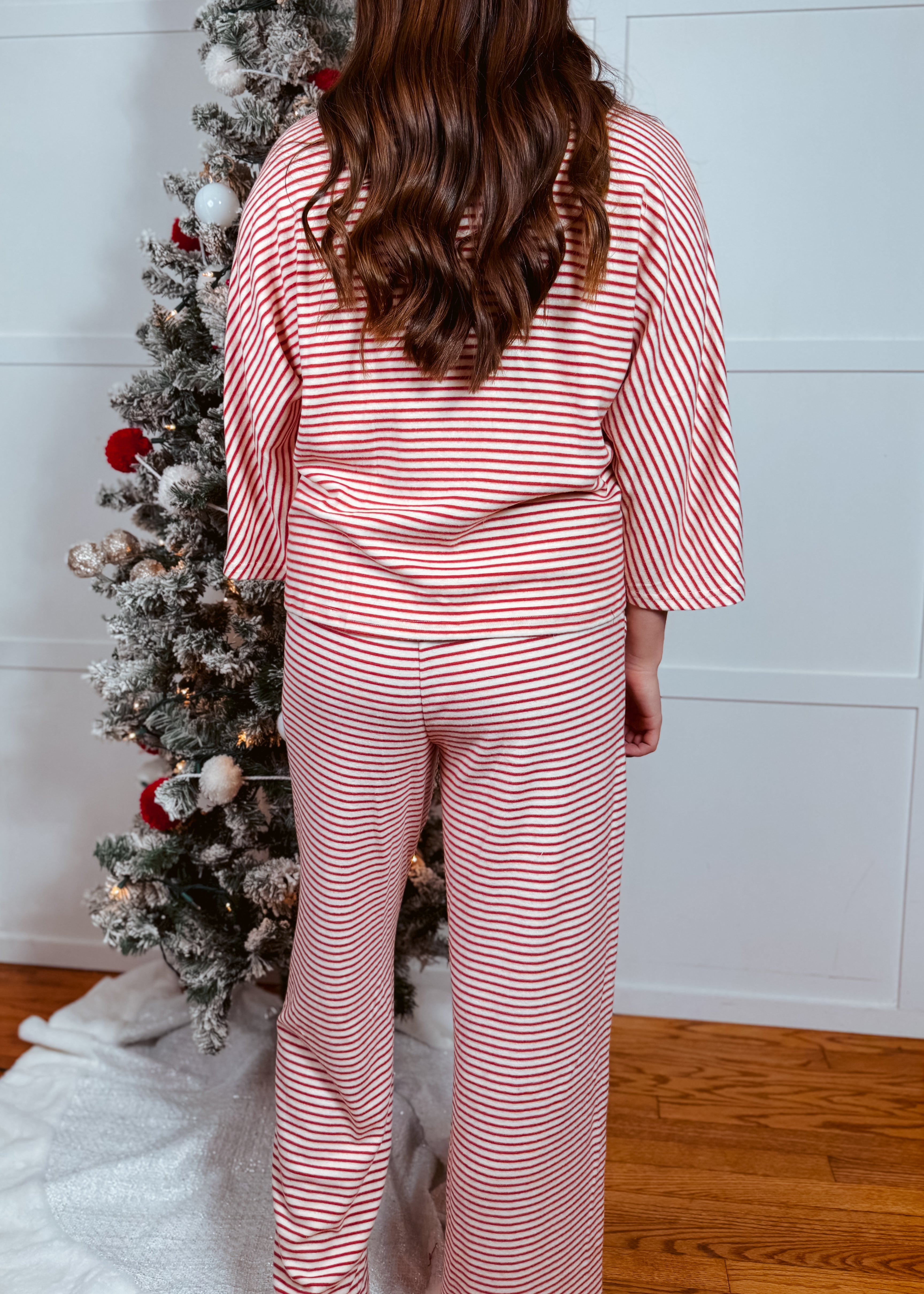 Happiness Trails Boutique - Cream/red striped pajama set