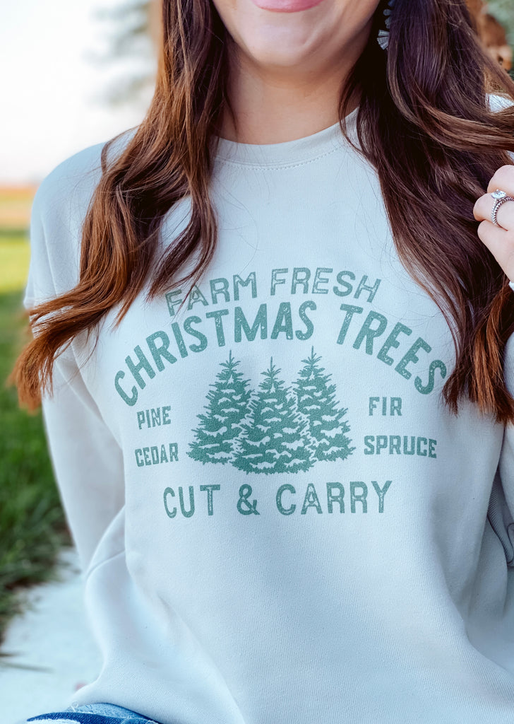 Farm fresh Christmas trees graphic sweatshirt