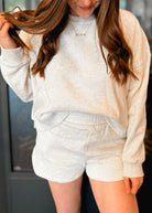 Happiness Trails Boutique - Heather vanilla long sleeve sweatshirt and short set