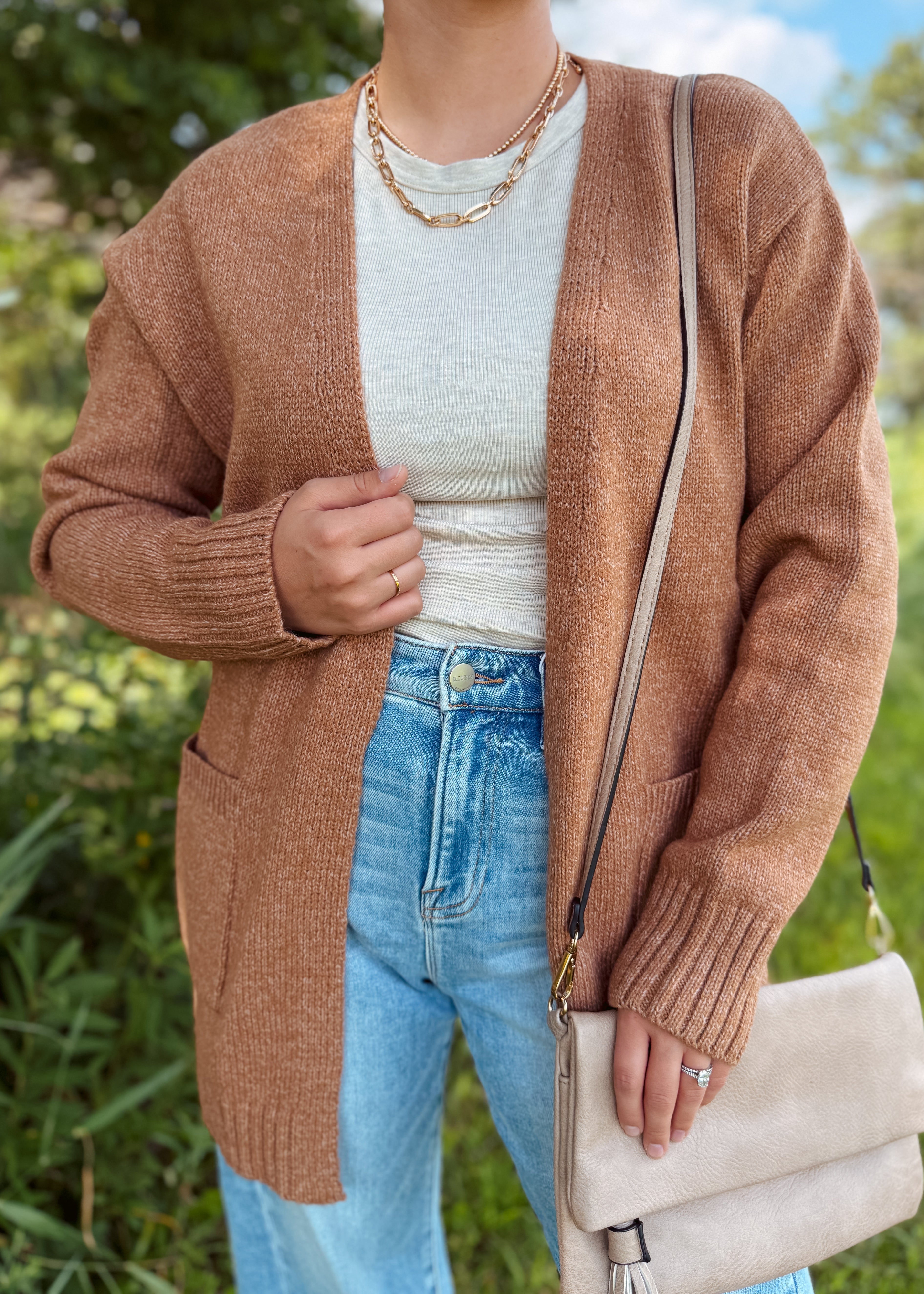 Happiness Trails Boutique - Deep camel knit cardigan
