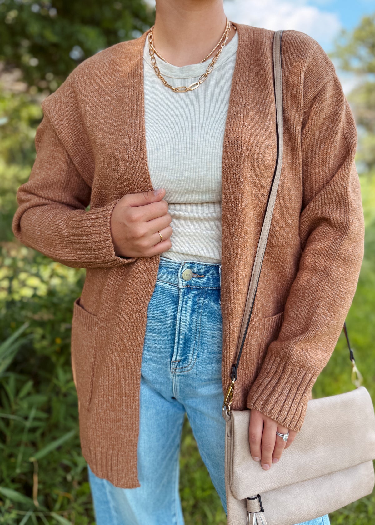 Happiness Trails Boutique - Deep camel knit cardigan