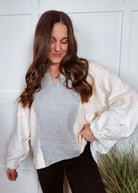 Happiness Trails Boutique - Heather Grey Colorblock Long Sleeve Top