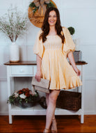 Yellow striped mini dress