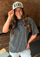 Happiness Trails Boutique -  vintage black leopard graphic tee features “Be Happy” screen print