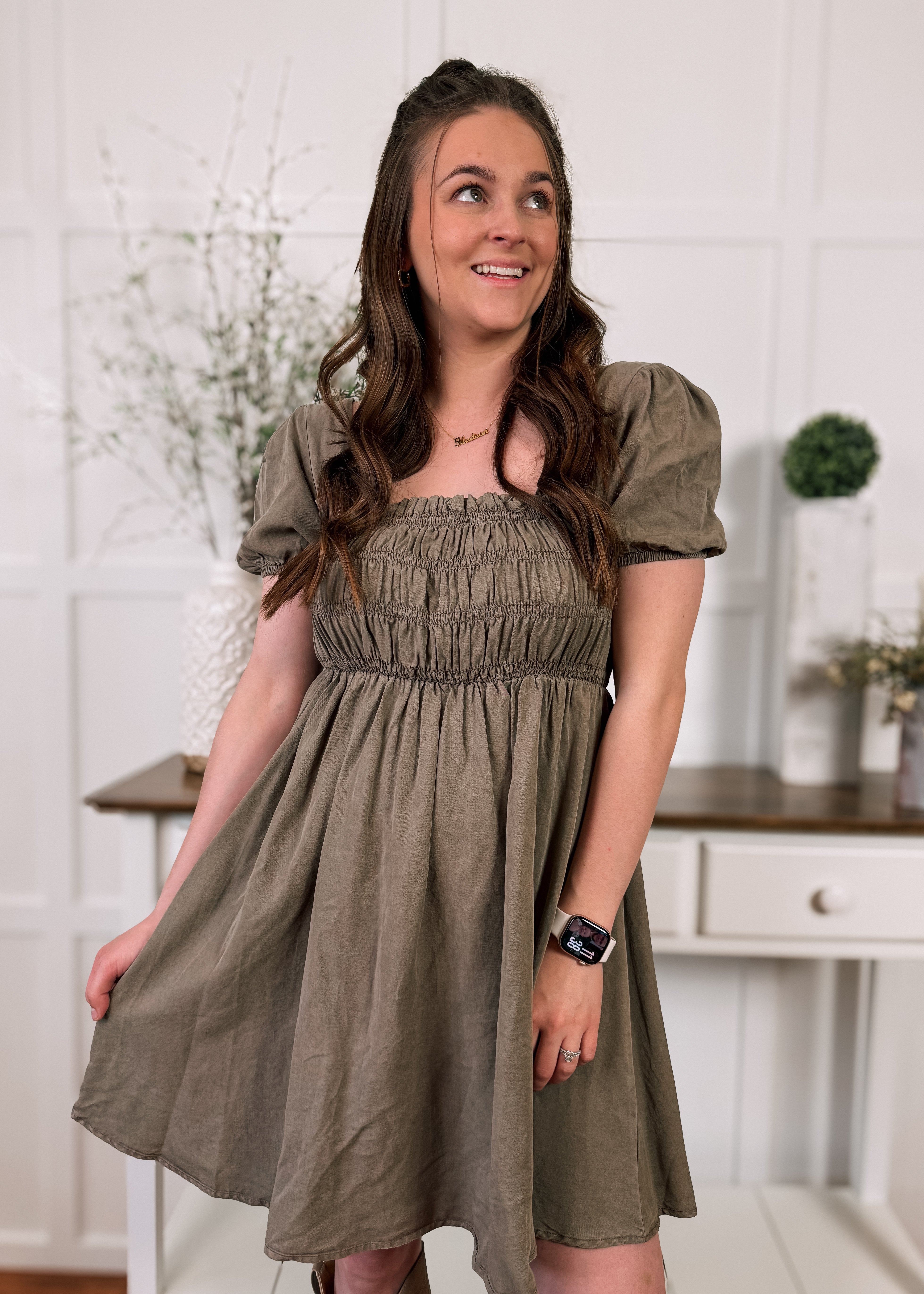 Happiness Trails Boutique - Olive mini dress