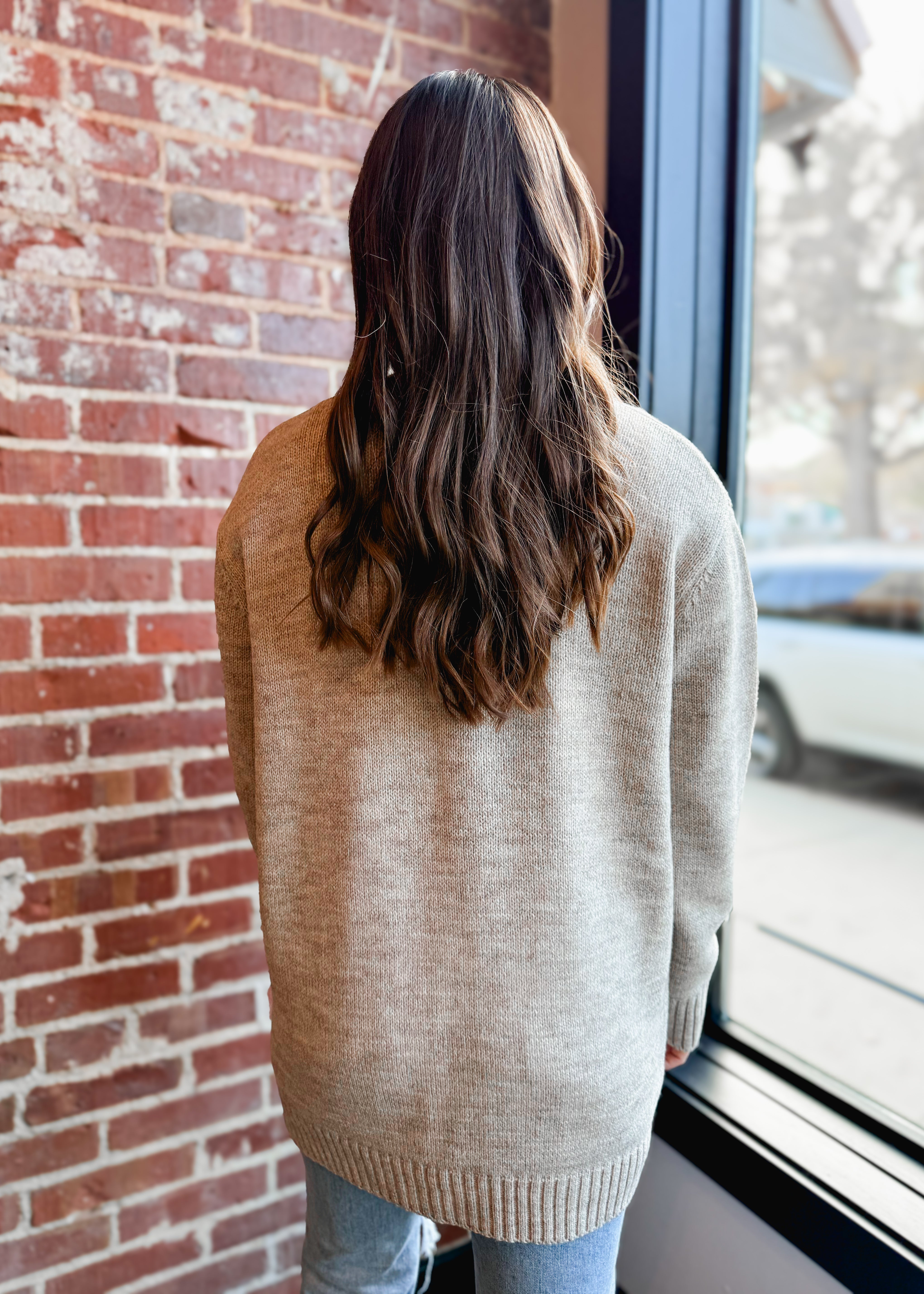 Happiness Trails Boutique - Heather mocha knit cardigan