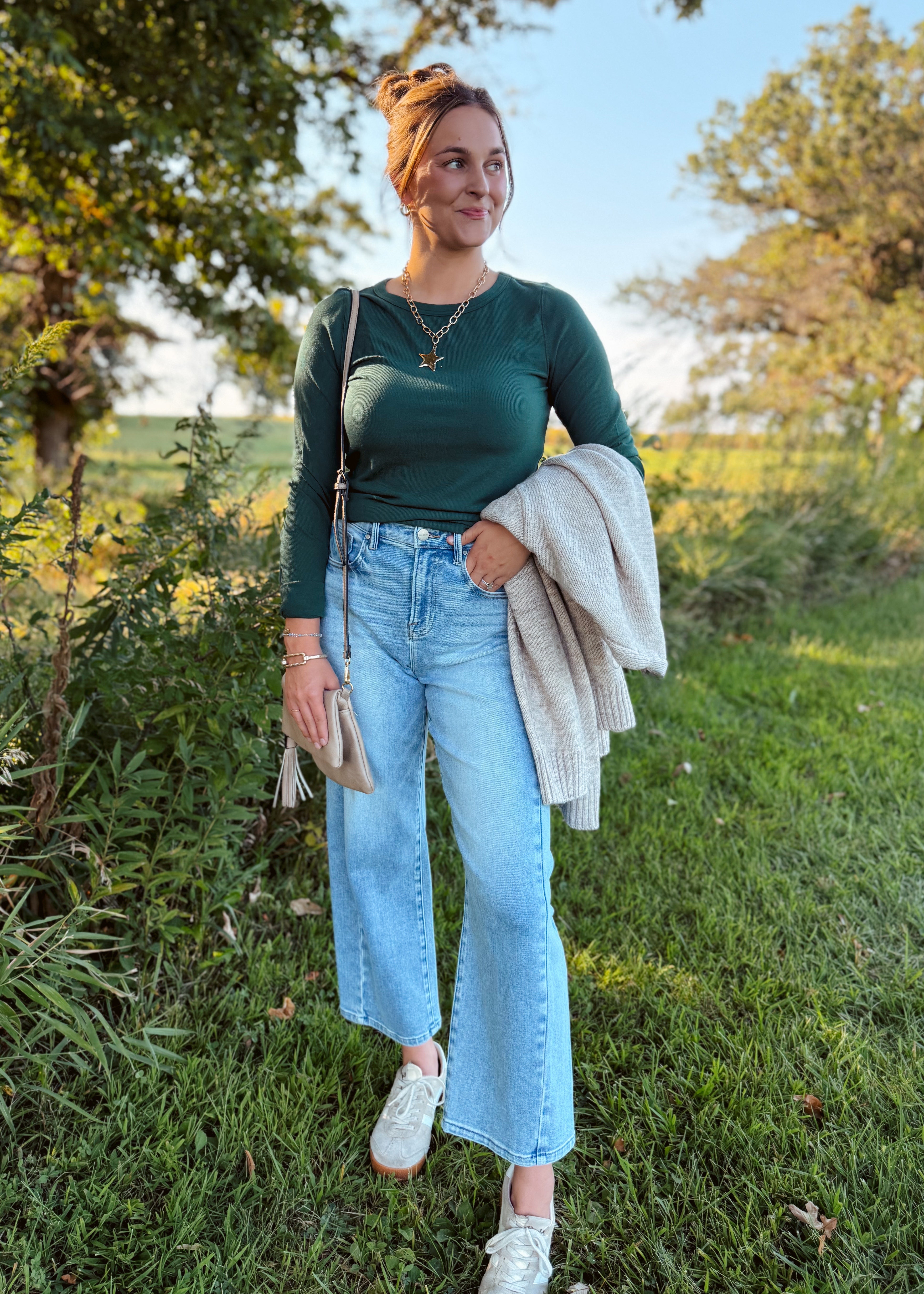 Happiness Trails Boutique - Hunter green long sleeve top