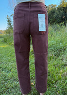 Happiness Trails Boutique - Risen Choco Brown Cuffed Barrel Jeans