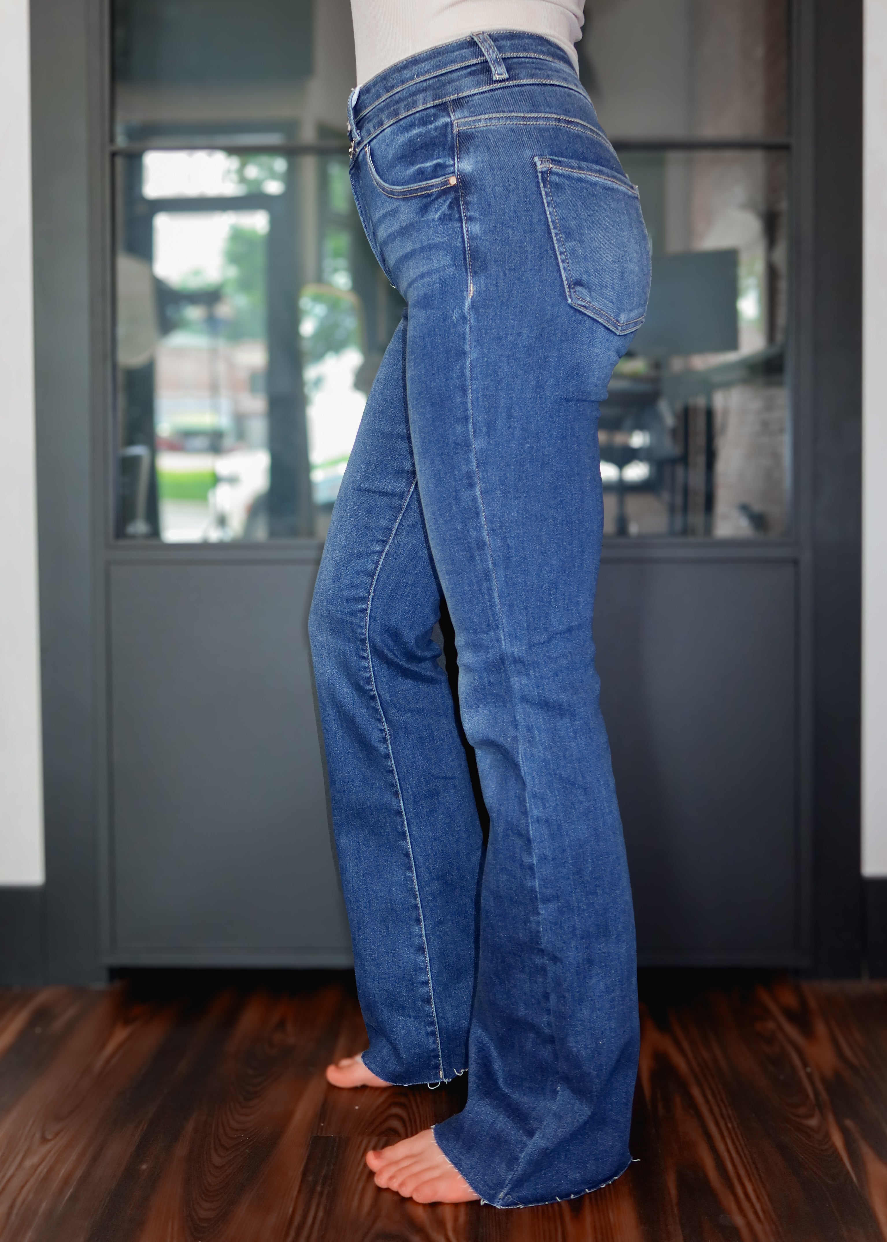 Happiness Trails Boutique - Risen high rise dark wash denim bootcut jeans