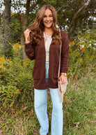 Happiness Trails Boutique - Chocolate knit cardigan