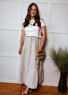 Sand gingham maxi skirt