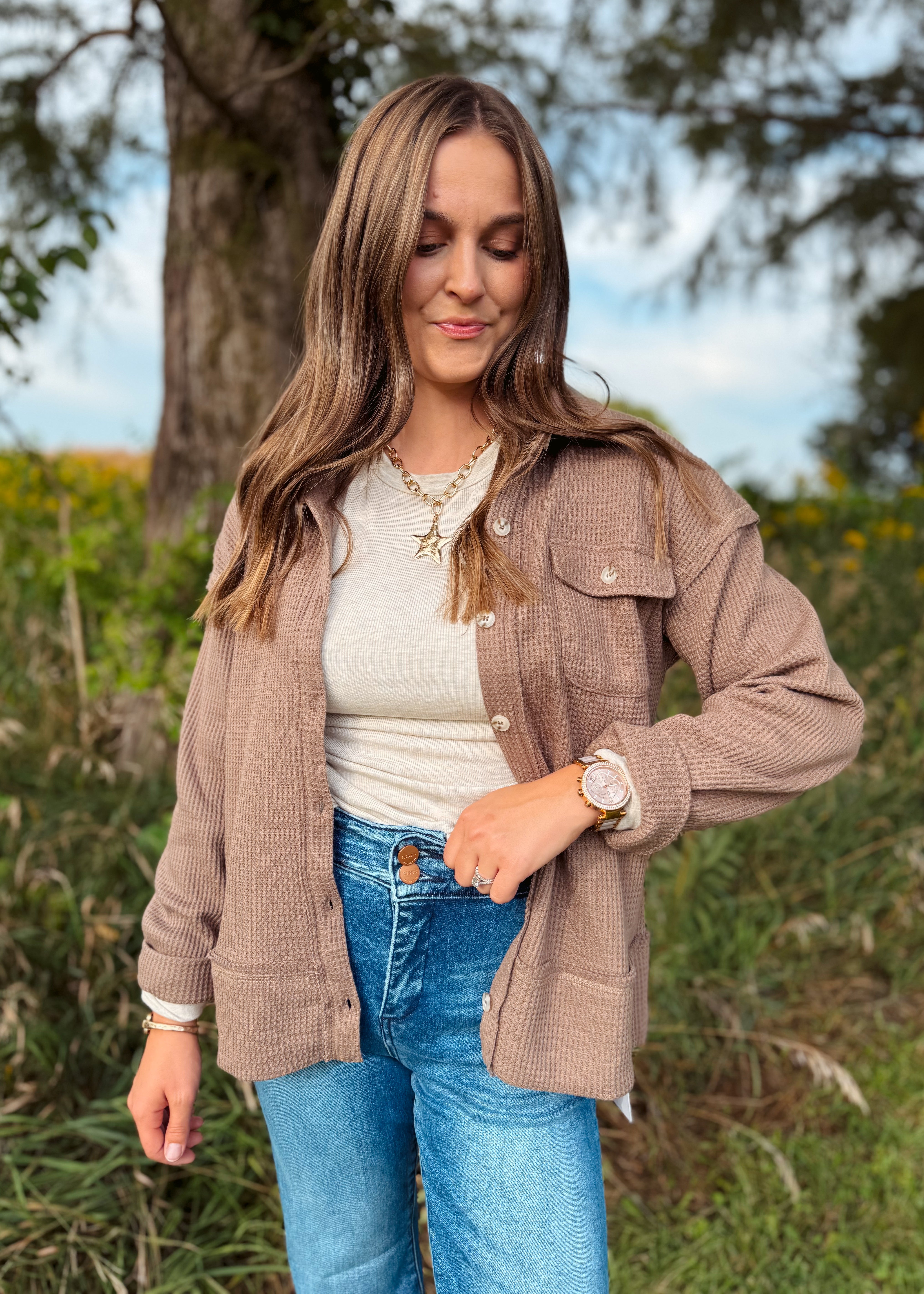 Happiness Trails Boutique - Cocoa Button-Down Shacket