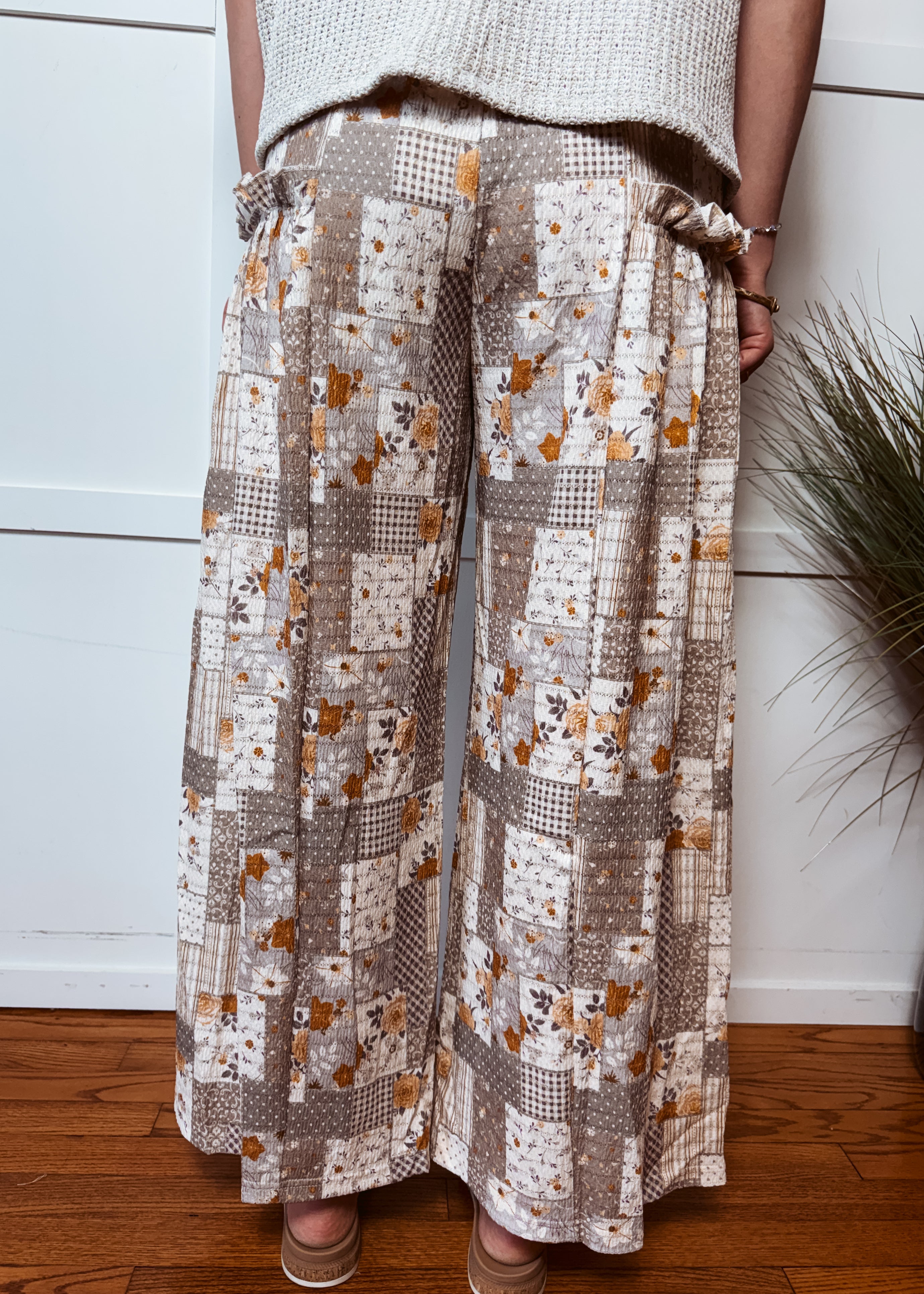 Happiness Trails Boutique - Ash violet patchwork print pants