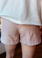 Happiness Trails Boutique - Camel and white striped shorts