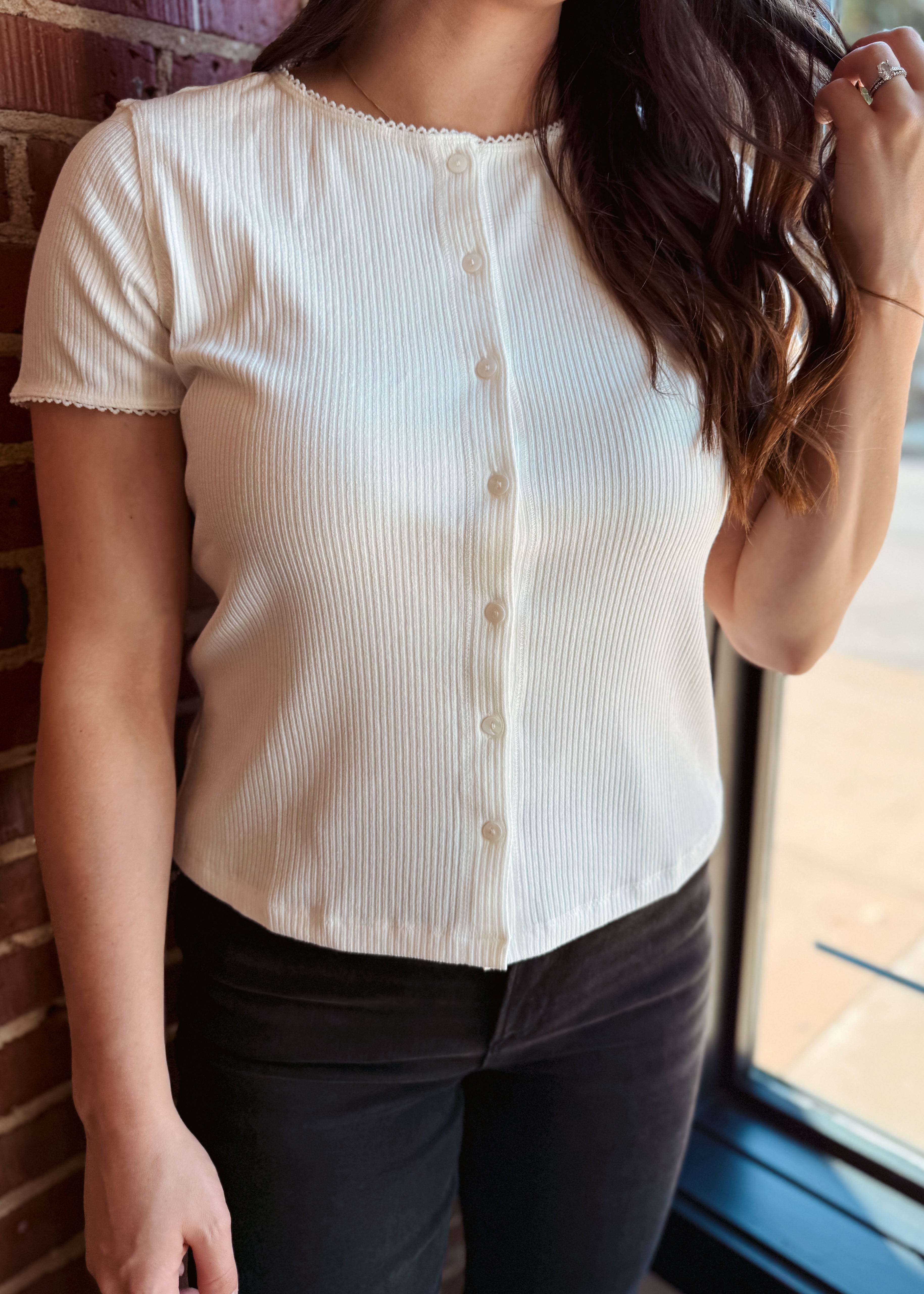 Happiness Trails Boutique - White ribbed knit top