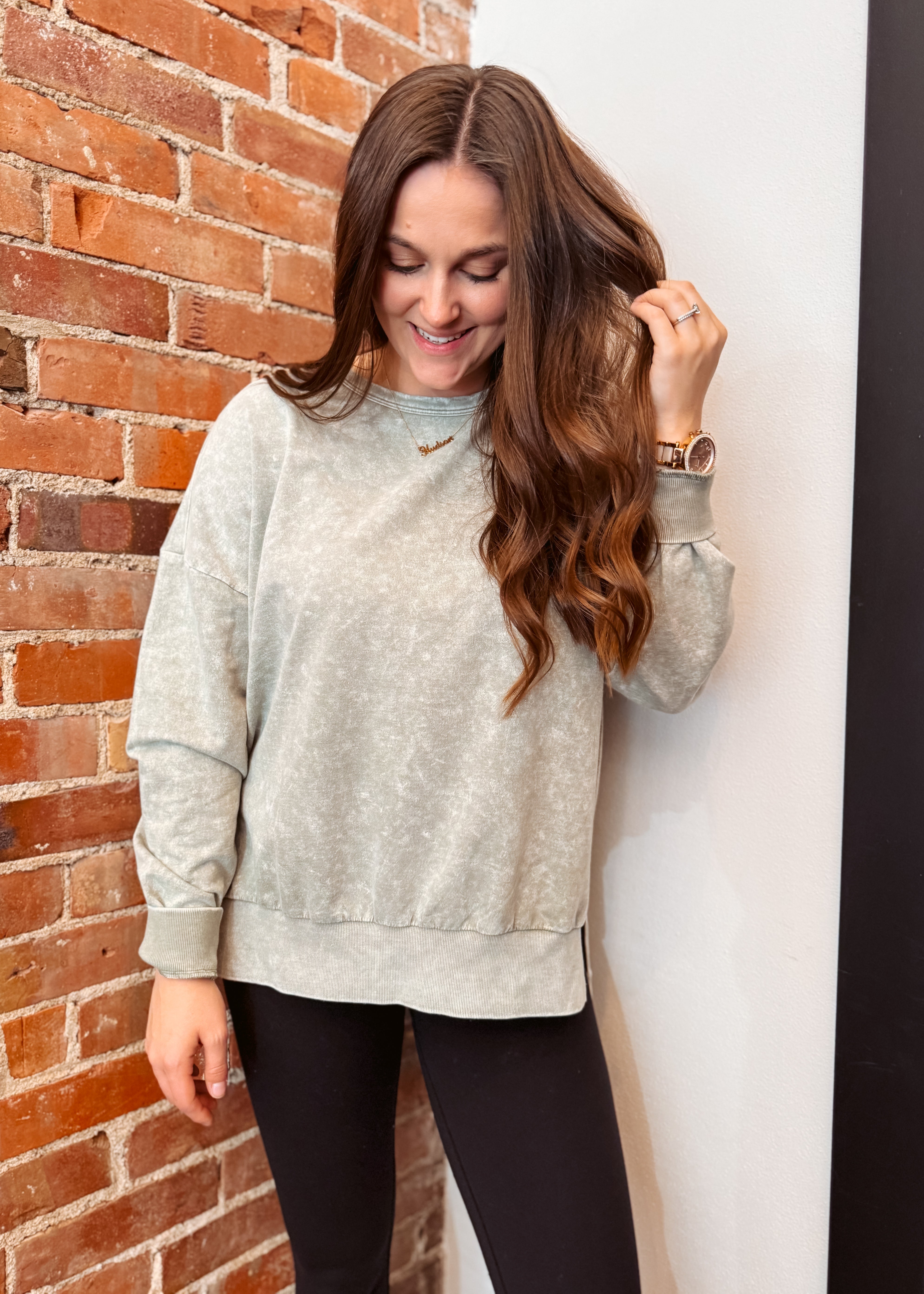 Happiness Trails Boutique - moss sweatshirt