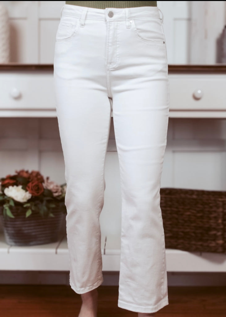 White Risen high rise straight jeans