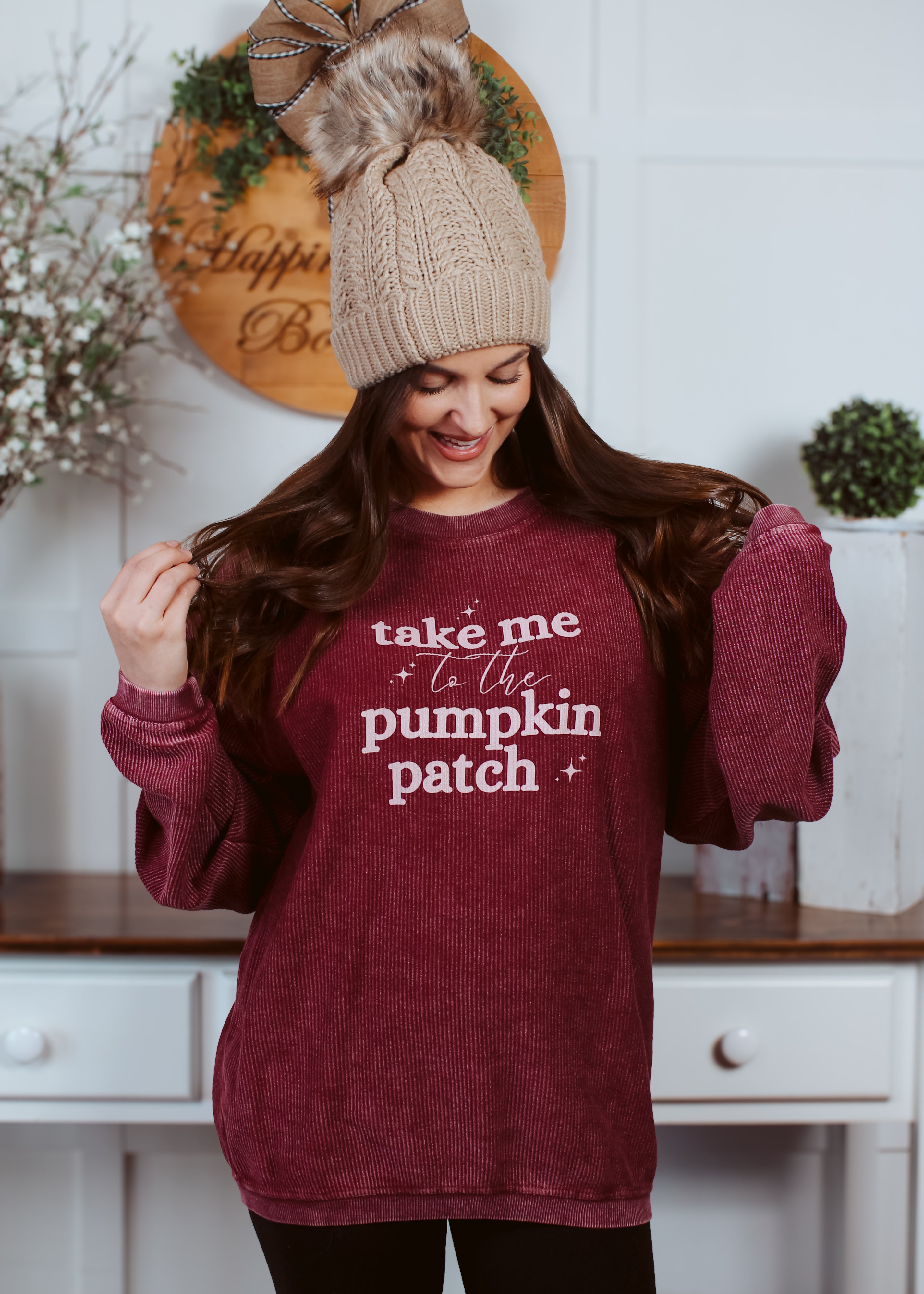 Happiness Trails Boutique - Take Me To The Pumpkin Patch corded sweatshirt