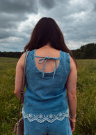 Happiness Trails Boutique - Light denim sleeveless top and short set