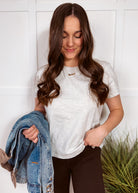 Happiness Trails Boutique - Light heather grey short sleeve top