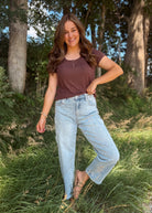 Happiness Trails Boutique - Deep mahogany short sleeve top