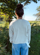 Happiness Trails Boutique - Beige cardigan top with off white stripes