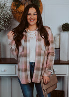 Happiness Trails Boutique - Ivory/Pink Plaid Shacket