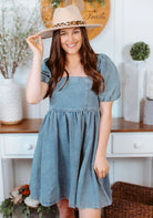 Denim mini babydoll dress