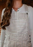 Happiness Trails Boutique - Cream/Taupe gingham denim overalls