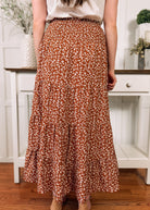 Happiness Trails Boutique Camel Midi Skirt With White Floral