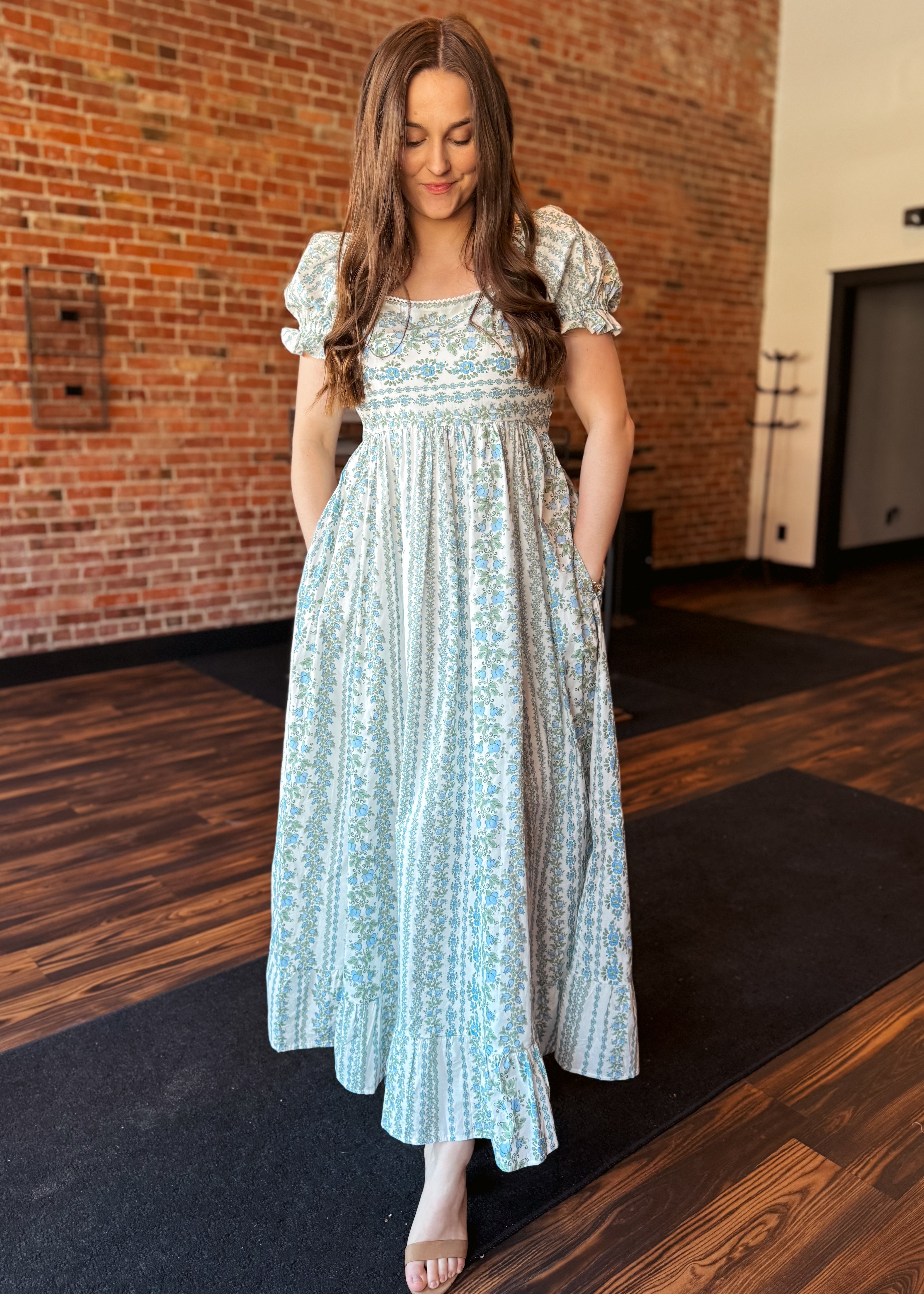Happiness Trails Boutique - Blue floral maxi dress