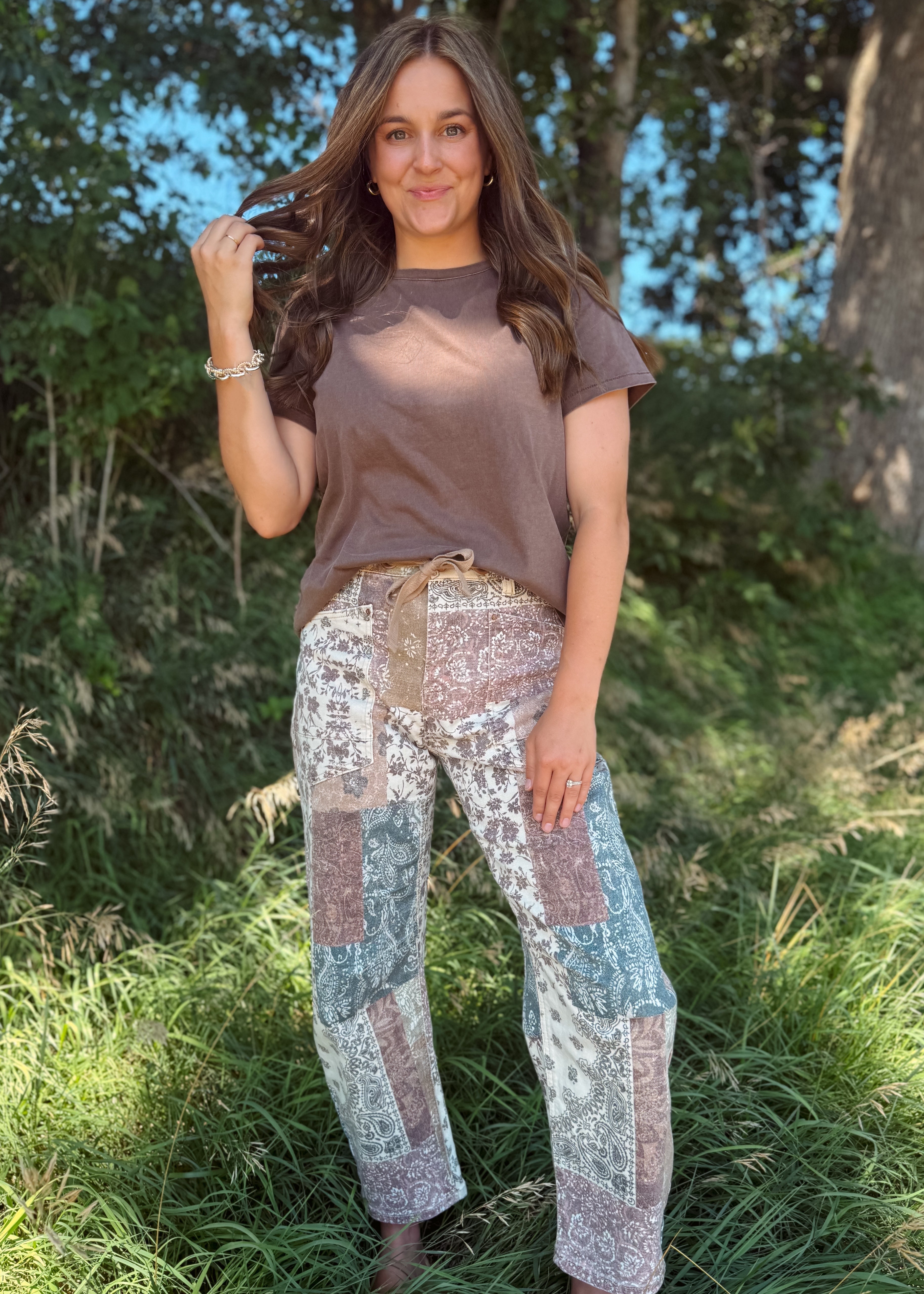 Happiness Trails Boutique - Deep mahogany short sleeve top
