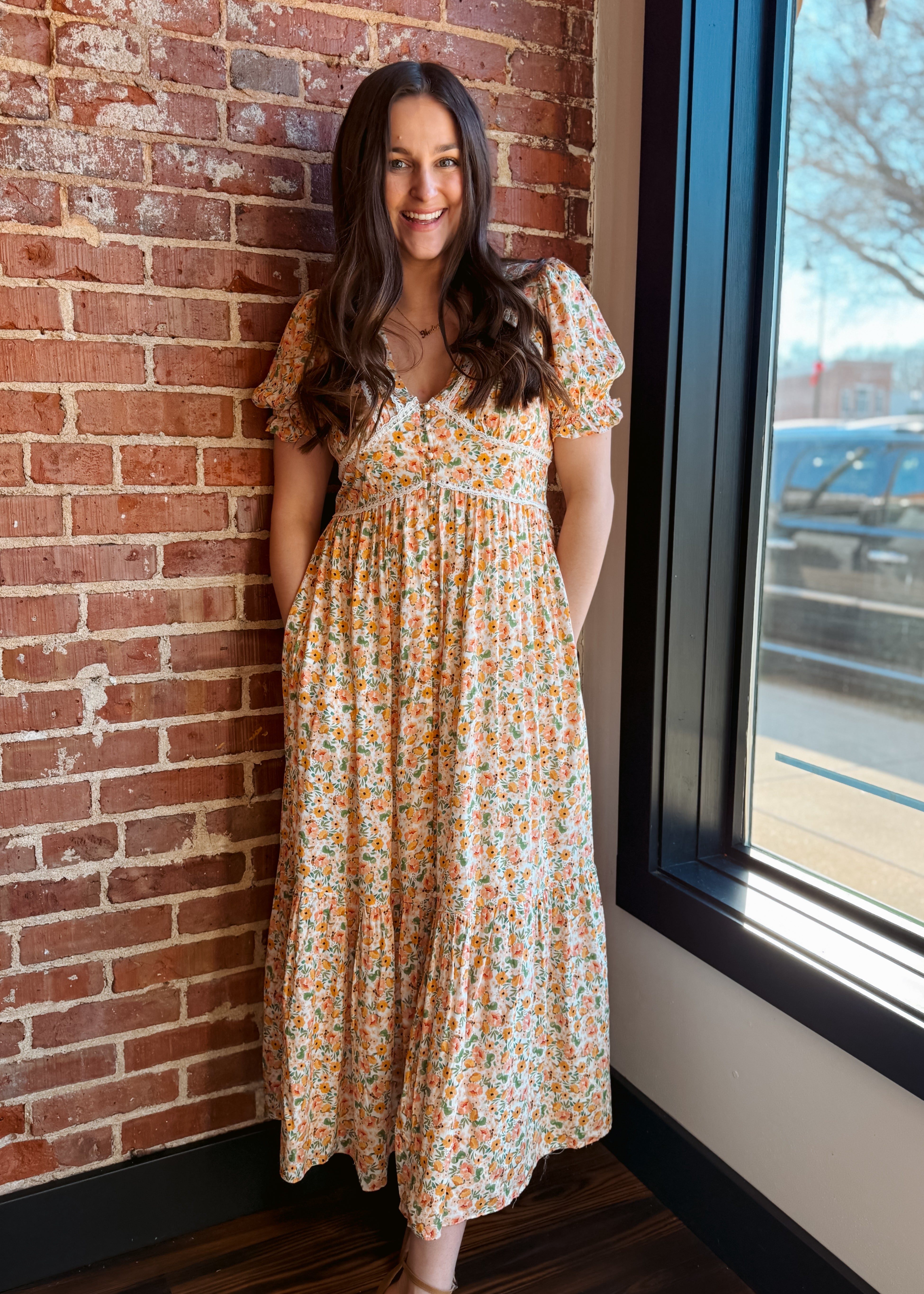 Happiness Trails Boutique - Yellow floral maxi dress