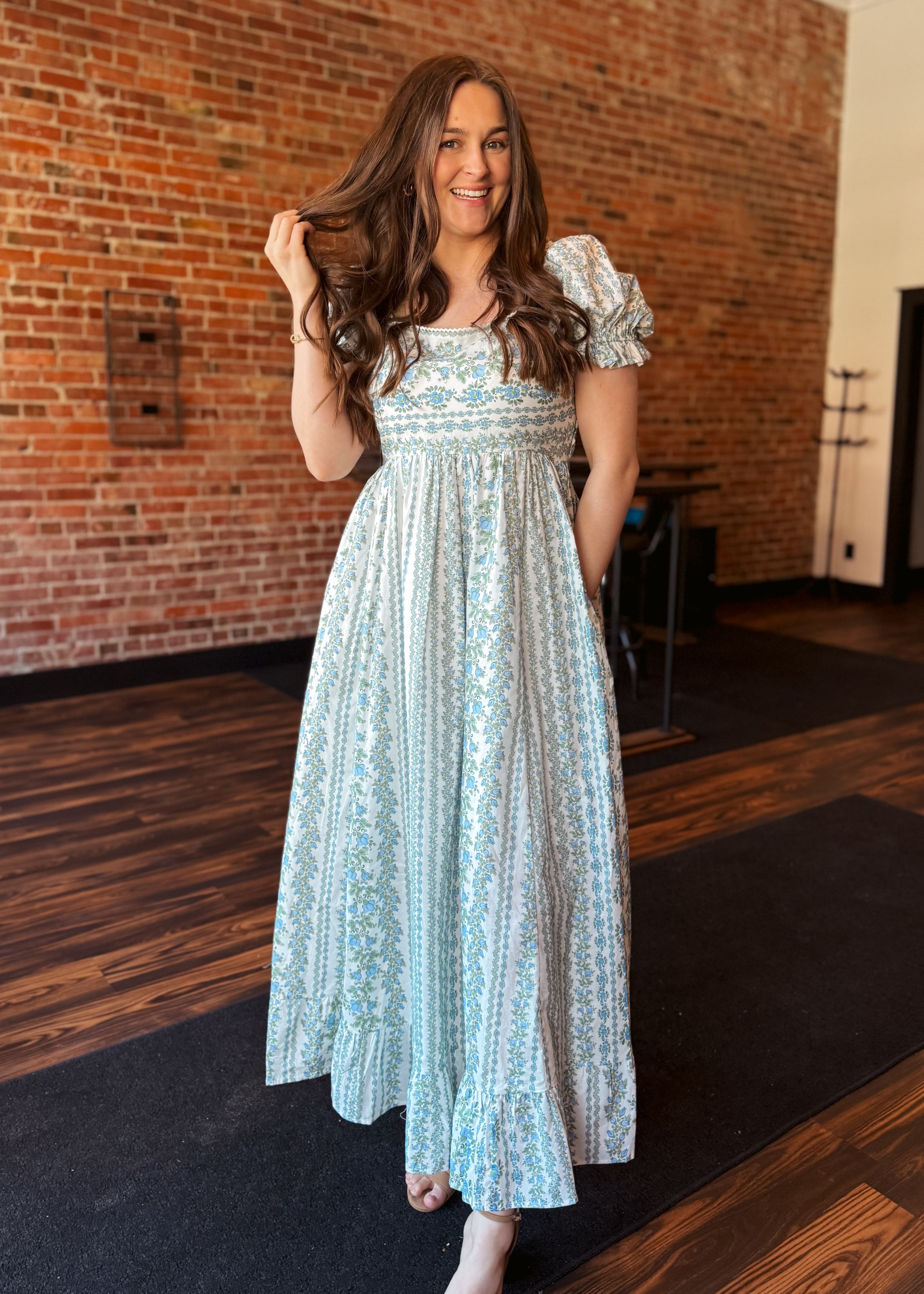 Happiness Trails Boutique - Blue floral maxi dress