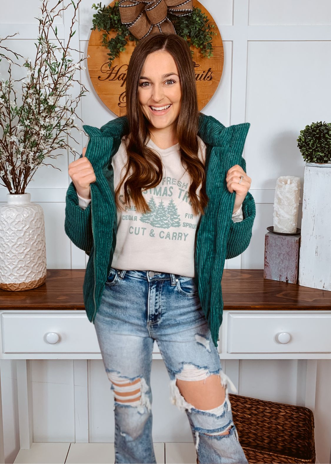Happiness Trails Boutique - Hunter Green Puffer Jacket
