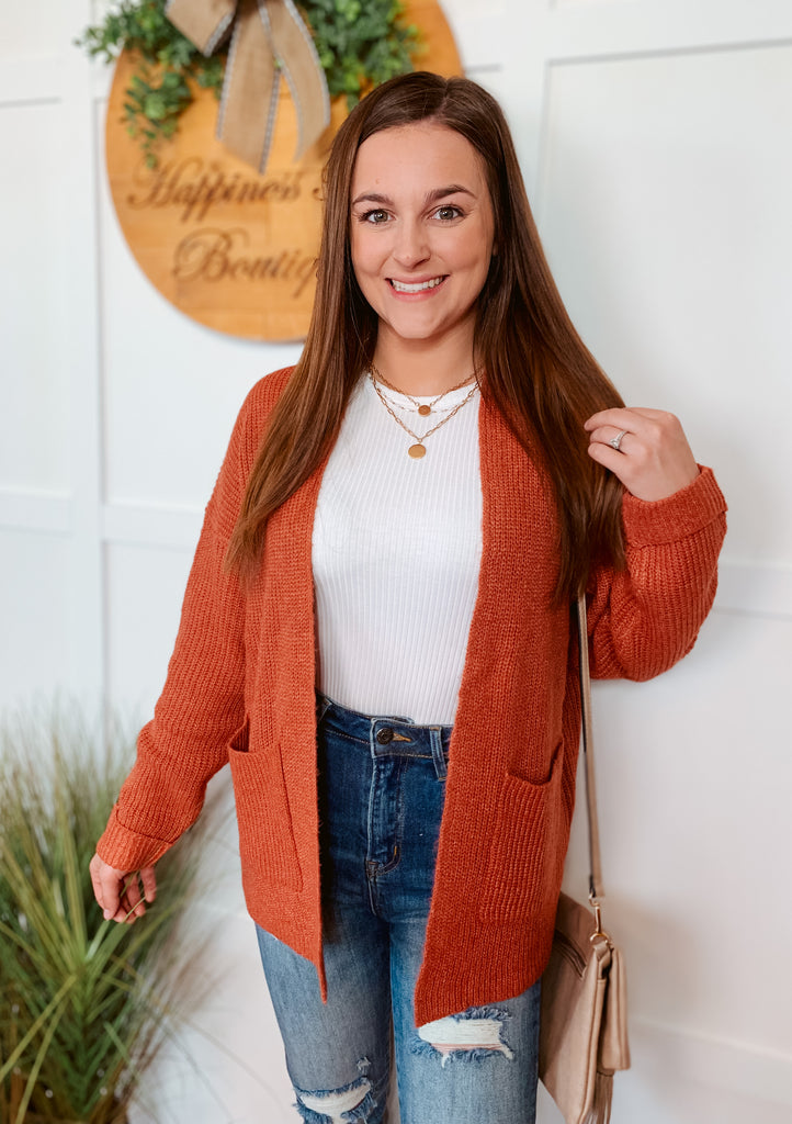 Rust sweater cardigan