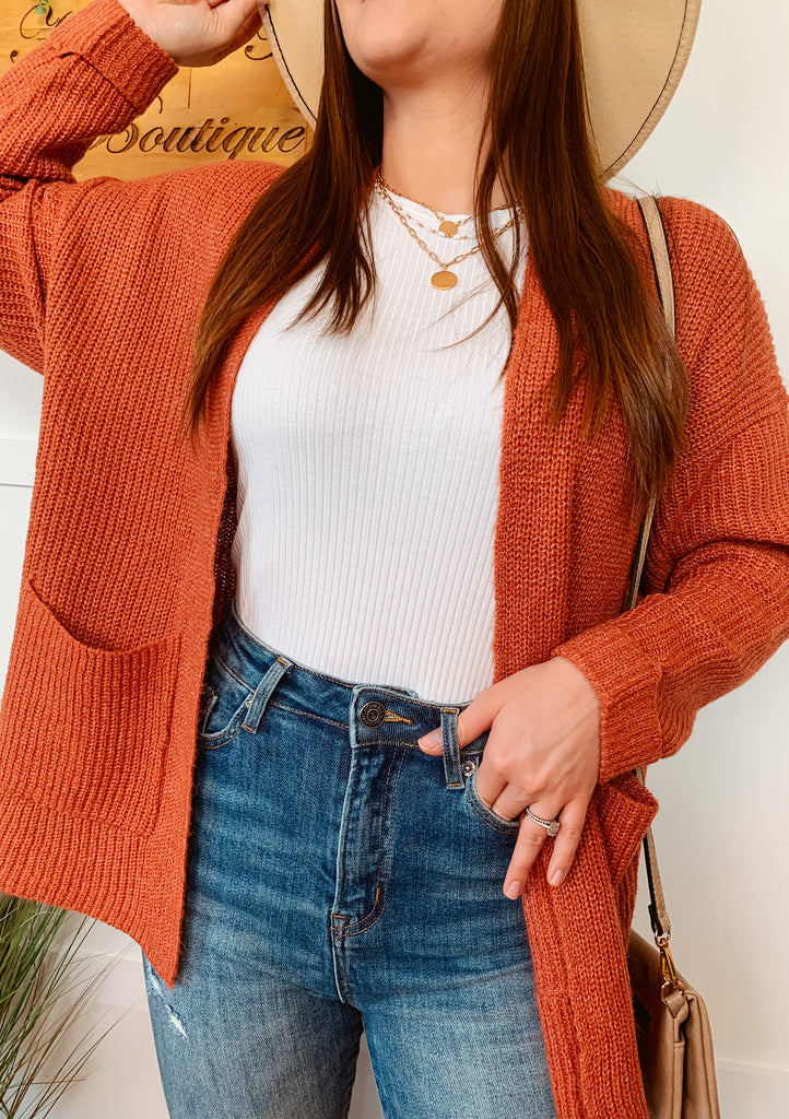 Rust sweater cardigan