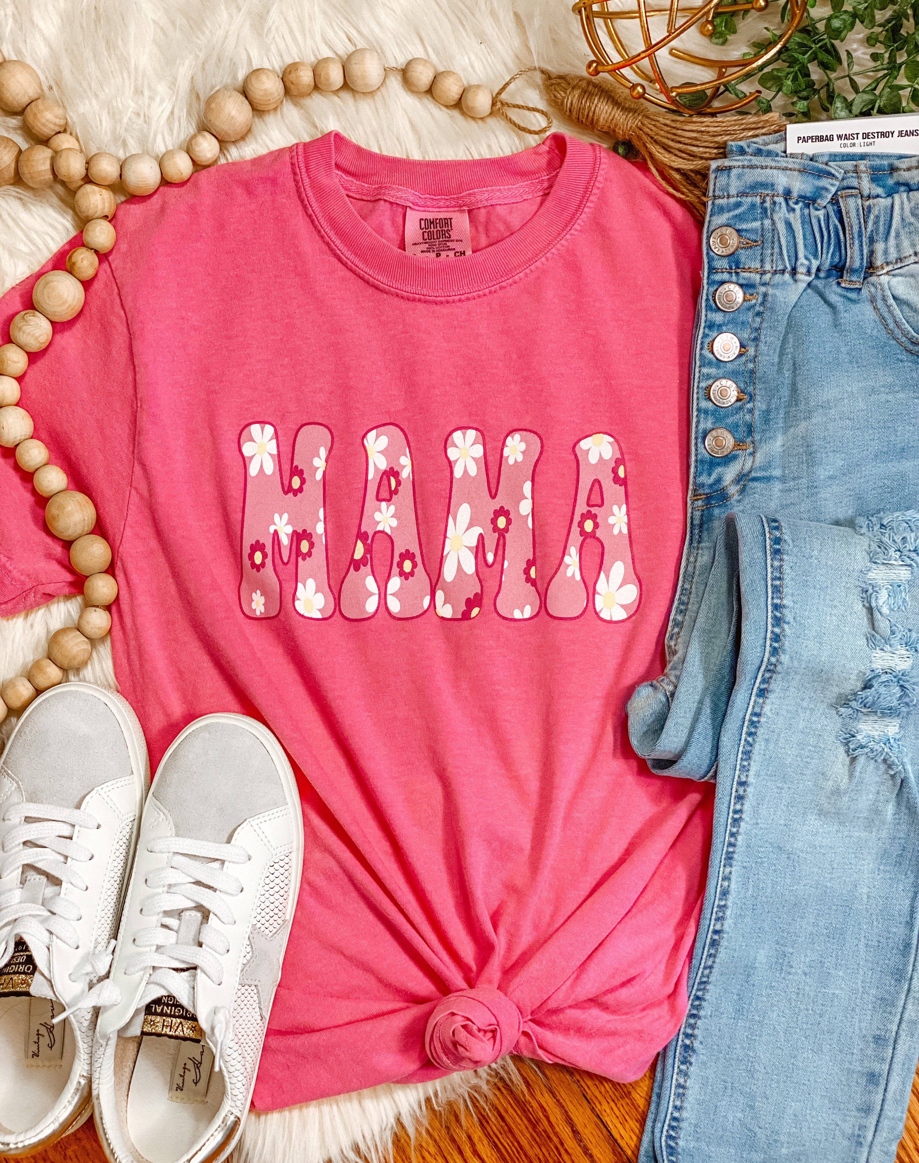 Pink MAMA graphic tee Comfort Colors short sleeve t-shirt