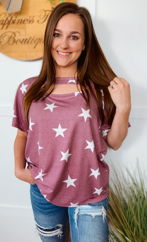 Mauve star short sleeve top