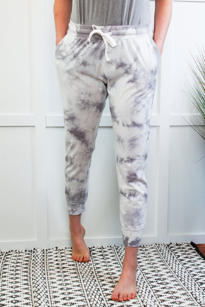 Grey tie-dyed joggers