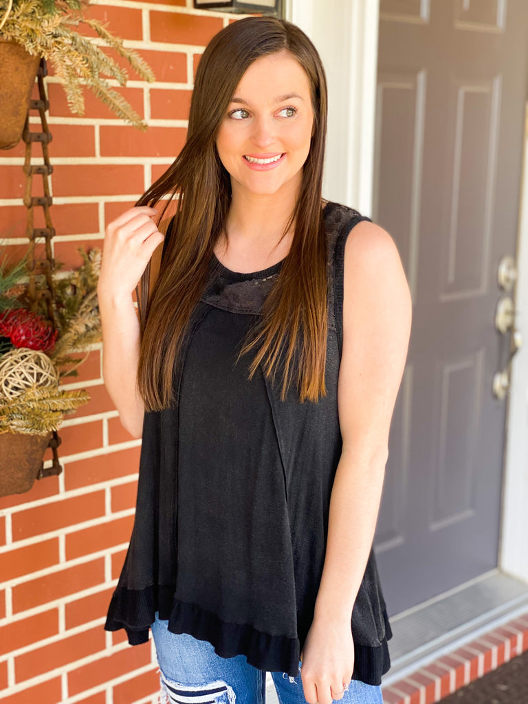 Black babydoll tank top
